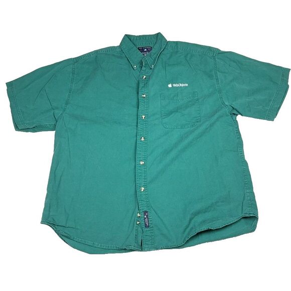 Vintage 90s Apple WebObjects Employee Shirt XL Green Button Down Logo macintosh - Picture 2 of 7
